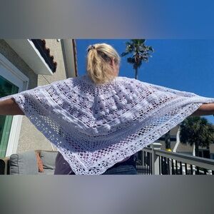 White crochet shaw, handmade